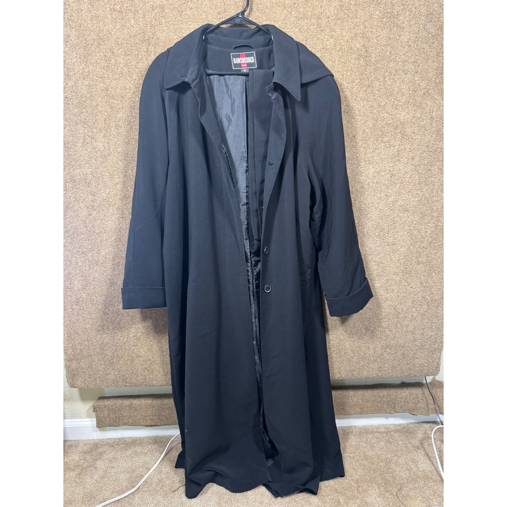 Vintage 90s Rainshedder Womens Plus Size 20W Black Trench Duster Coat Jacket 90s